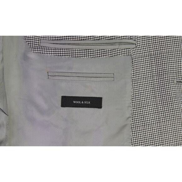 Ermenegildo Zegna Gray Houndstooth Windowpane Wool Silk Sportcoat Blazer 46R - Picture 9 of 11